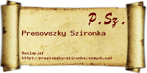 Presovszky Szironka névjegykártya